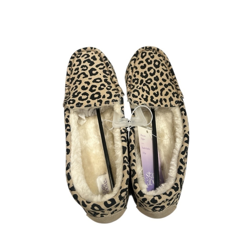 Stars Above Tan Leopard Print Moccasins - Picture 2 of 6